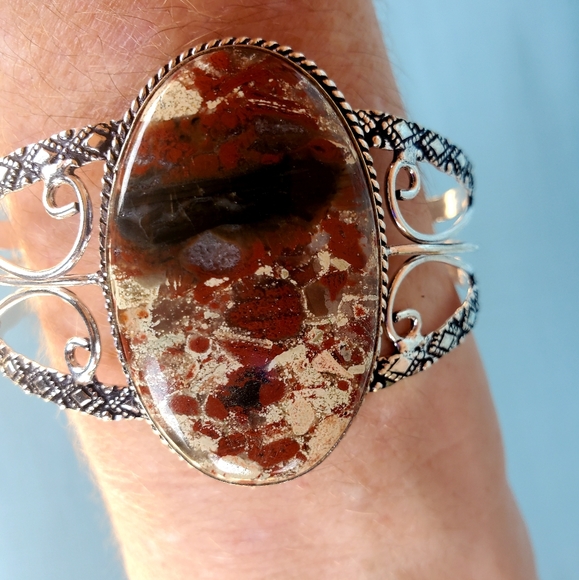 New Jasper 925 Silver Cuff Bracelet. - Picture 12 of 15